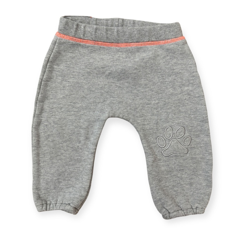 Billybandit Baby Joggers 12M Gray Orange Paw Print Cute Infant Bottoms